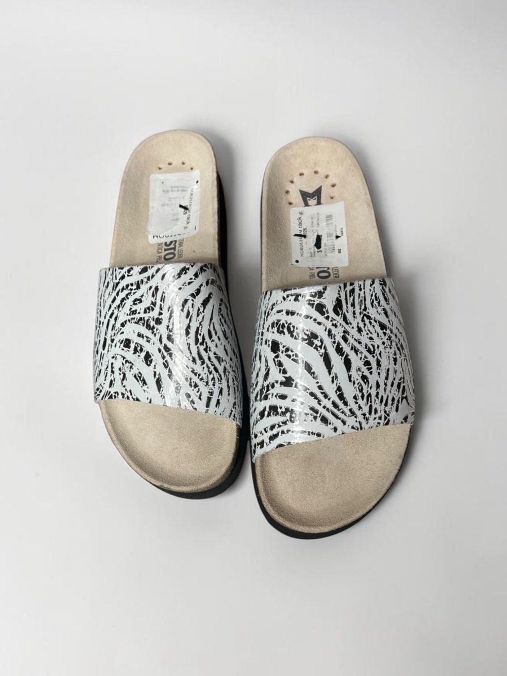 🌻NEW Mephisto Hanik Slide Sandals Metallic Animal Print Comfort Size 38 = US 8